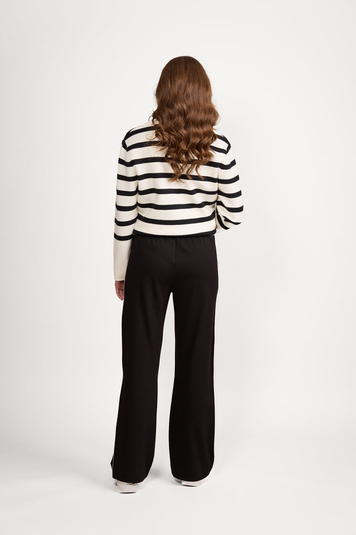 Vassalli Wide Leg Full Length Pant with Stripe Panel