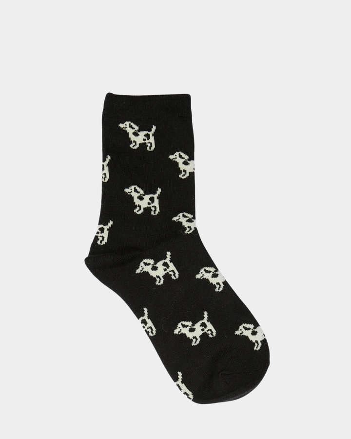 Stella &amp; Gemma Socks Black with Dogs