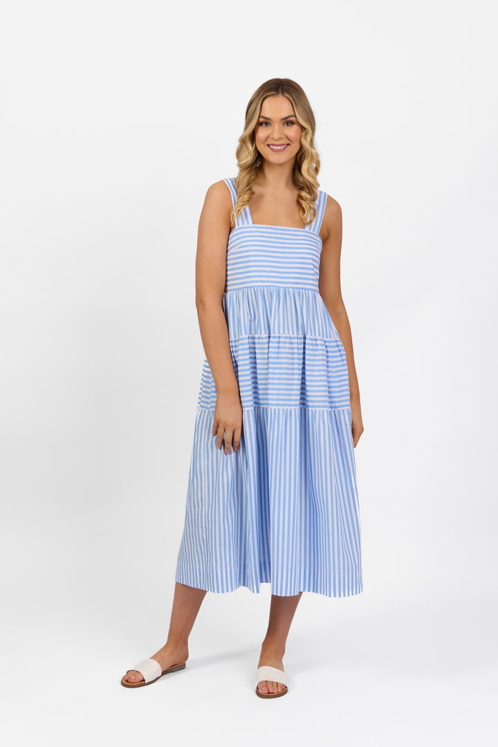 Vassalli Sleeveless Tiered Dress with wide straps