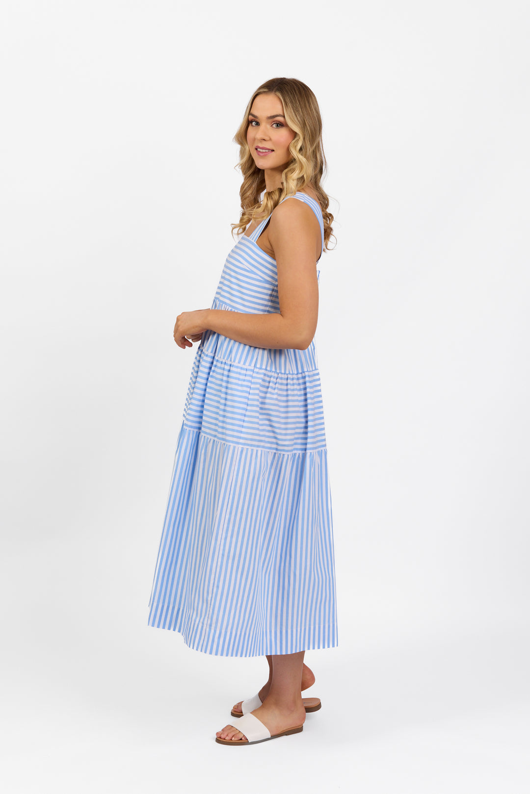 Vassalli Sleeveless Tiered Dress with wide straps