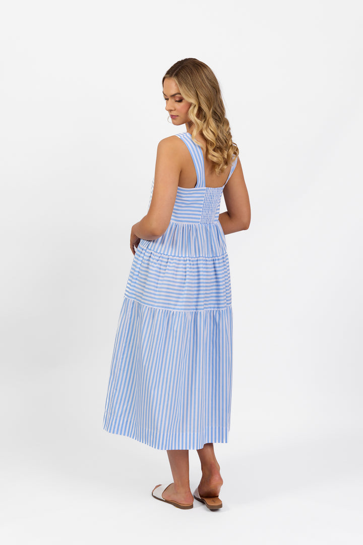 Vassalli Sleeveless Tiered Dress with wide straps