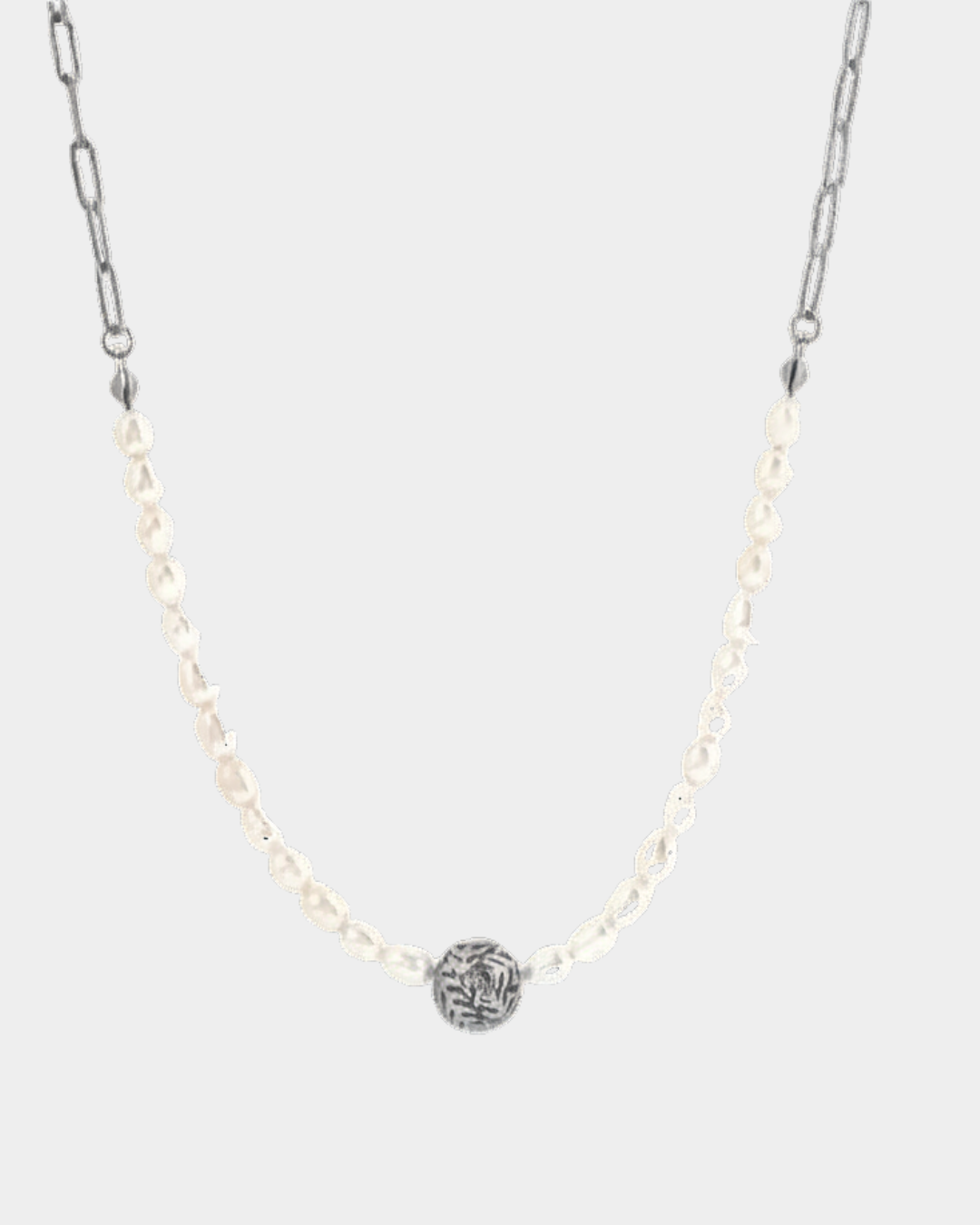 Kiwicraft freshwater pearl &amp; silver-fern ball rhodium necklace