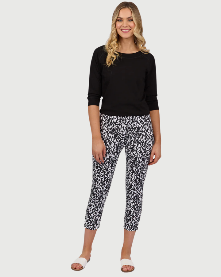 Vassalli printed skinny leg 7/8 lightweight pull on Pant