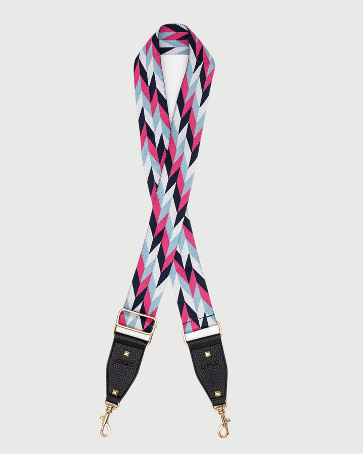 Antler Bag Strap Pink & Navy Chevron