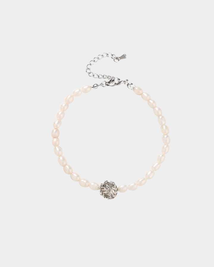 Kiwicraft Freshwater pearl &amp; silver fern braclet