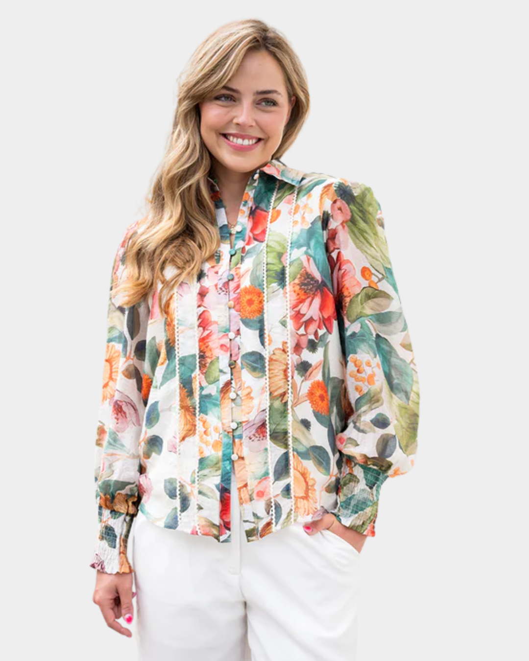 Fria Dahlia Lace Trim Blouse