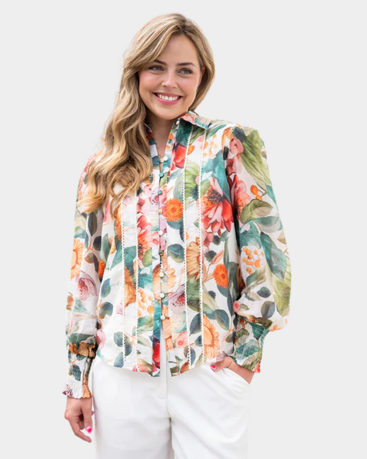 Fria Dahlia Lace Trim Blouse