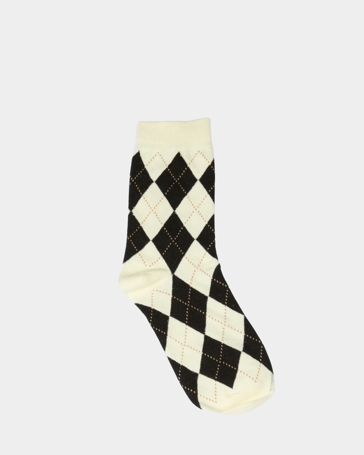 Stella &amp; Gemma Socks Cream &amp; Black Argyle