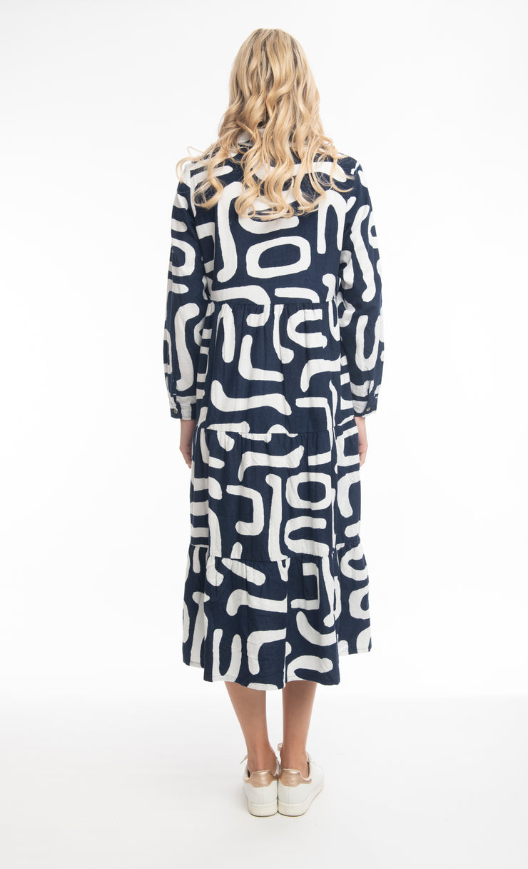 Orientique Cord Printed Collared Maxi Dress