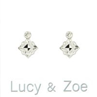 Lucy & Zoe Drop Square Cut Crystal Earring