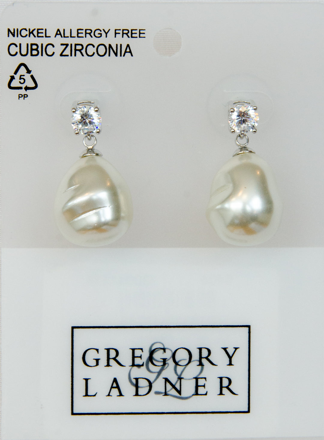 Gregory Ladner Crystal Pearl Drop Earrings