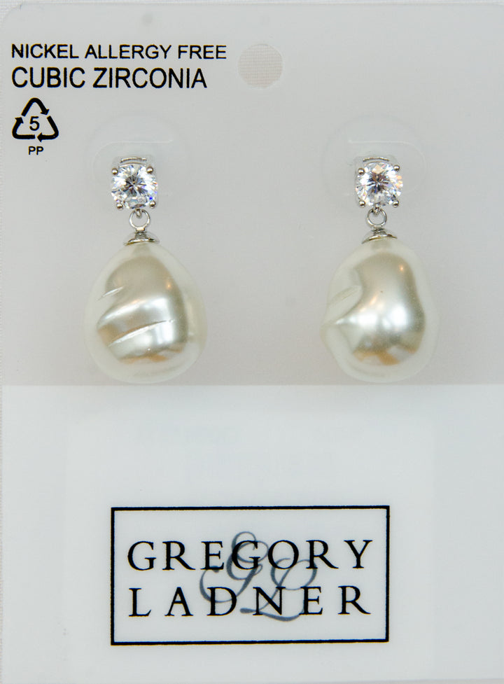 Gregory Ladner Crystal Pearl Drop Earrings