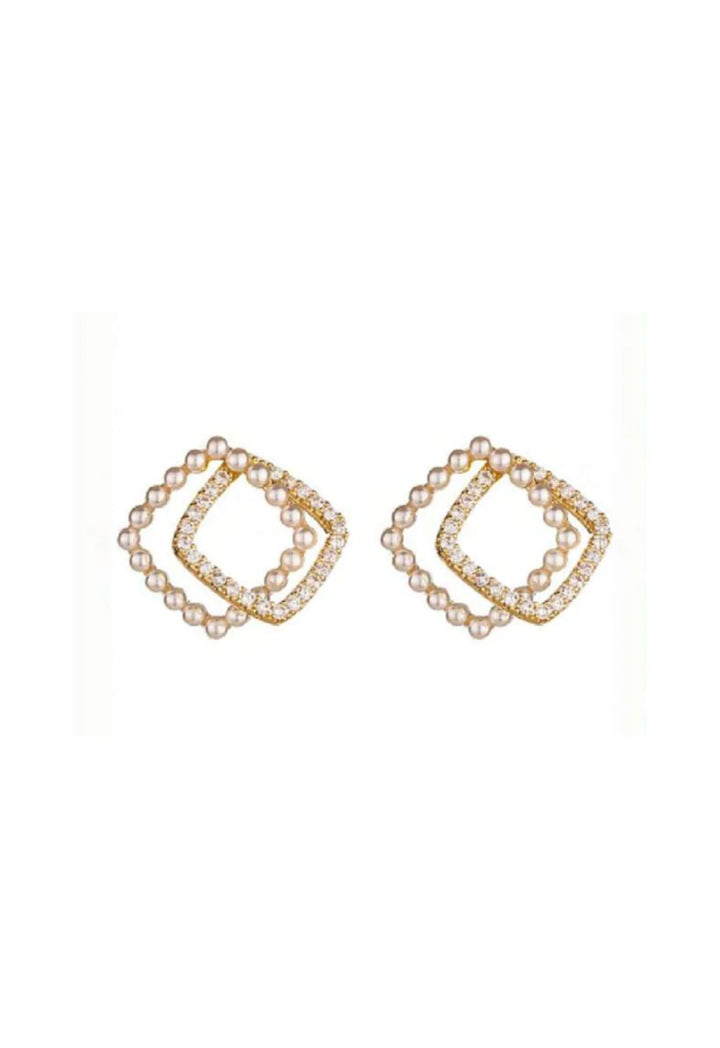 Gregory Ladner pearl double square earring