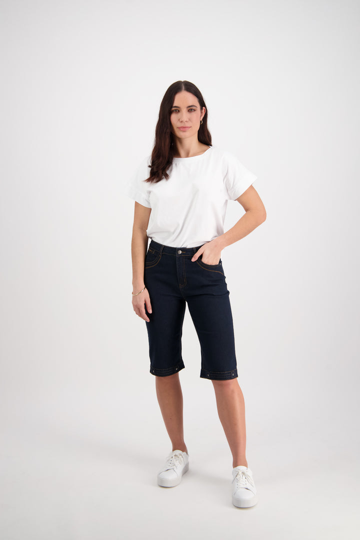 Vassalli Straight Leg Contrast Stitch Denim Short