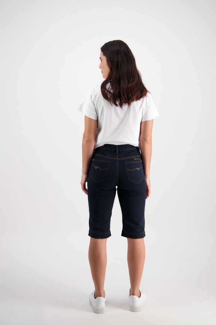 Vassalli Straight Leg Contrast Stitch Denim Short