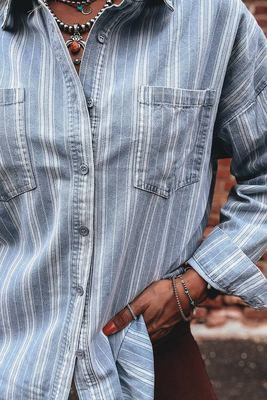 Beau Indie Washed Striped Shacket