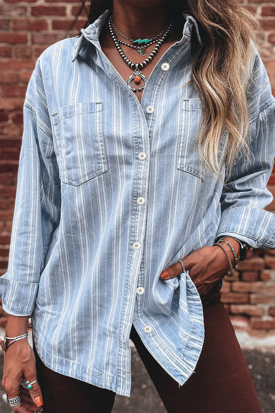 Beau Indie Washed Striped Shacket