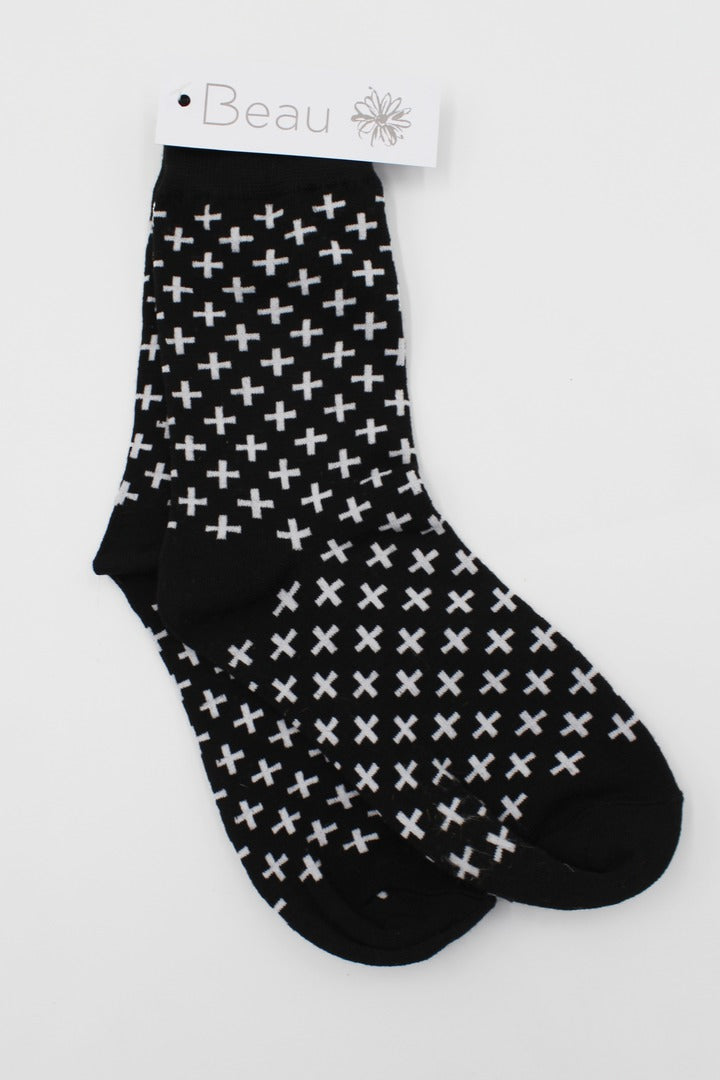 Beau Monochrome Socks Crosses