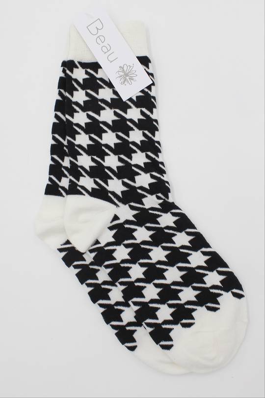 Beau Monochrome Socks Houndstooth