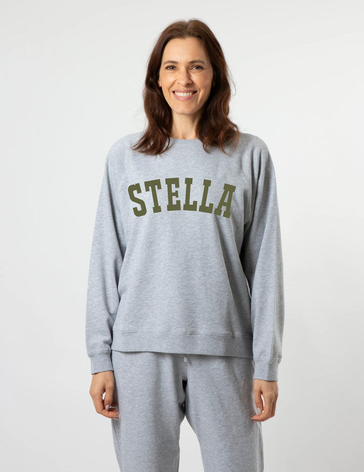 Stella + Gemma Everyday Sweater Grey with Khaki Logo