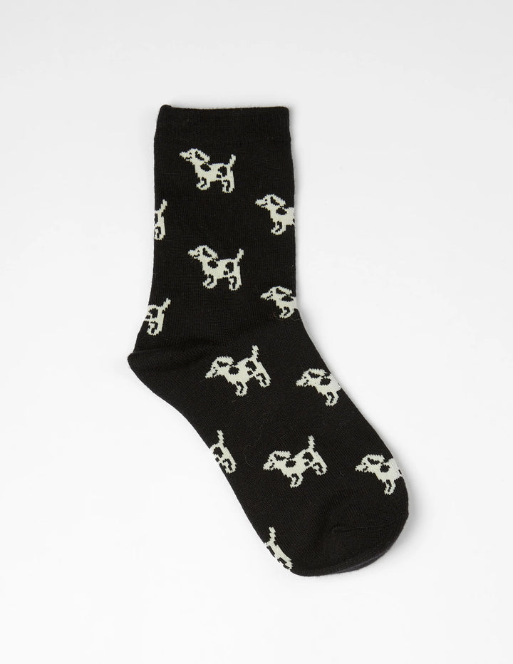 Stella &amp; Gemma Socks Black with Dogs