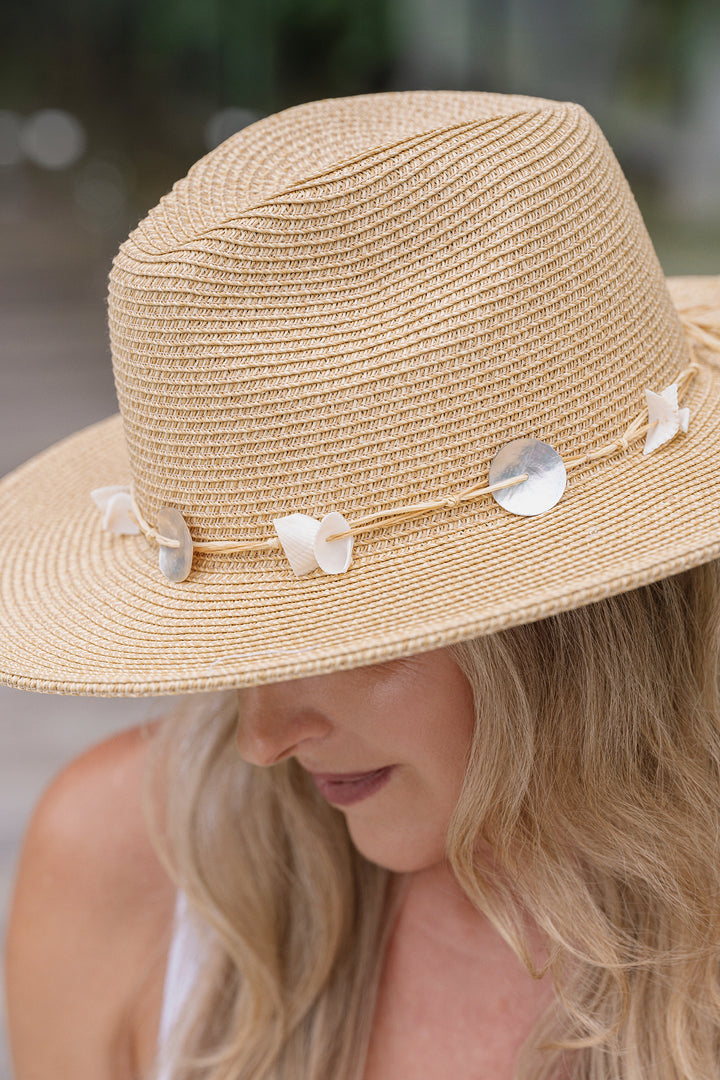 Sundaise Megan Panama Hat with Shells