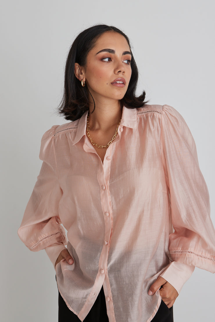 by rosa Bloom Blush Lace Detail Shirt