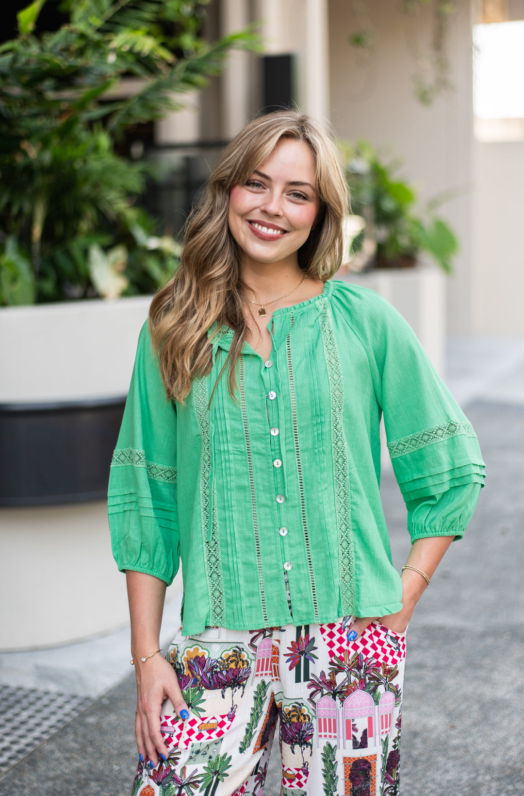 Silver Wishes Pagot Lace detailed Blouse