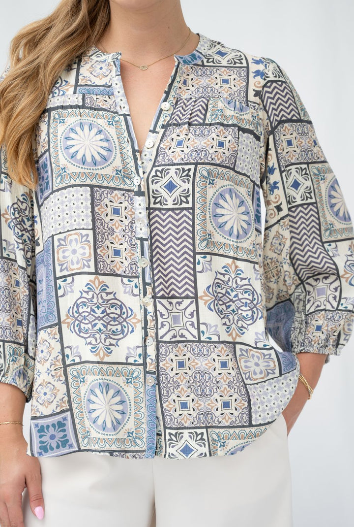Fria Mosaic Tile Print Shirt