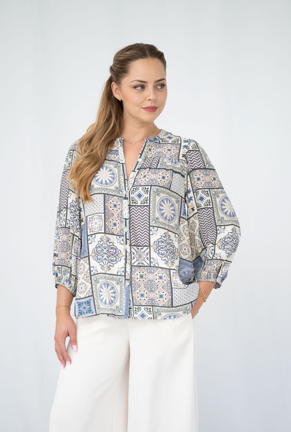 Fria Mosaic Tile Print Shirt