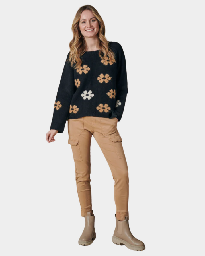 Zhrill Isabella Flower Knit Sweater