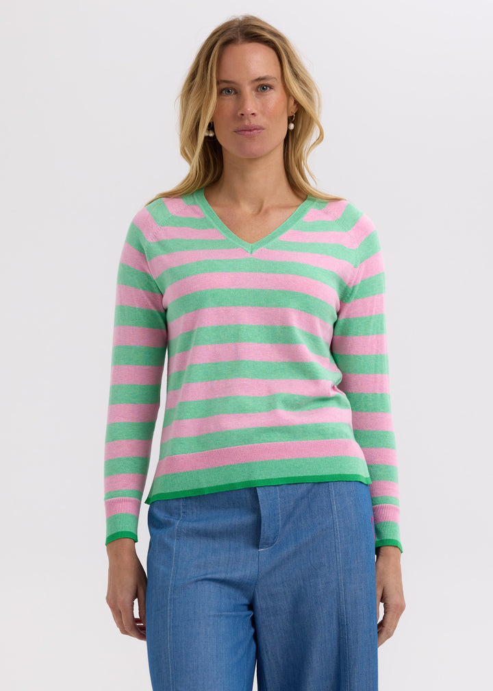 Zaket & Plover Essential Stripe V Neck Jumper