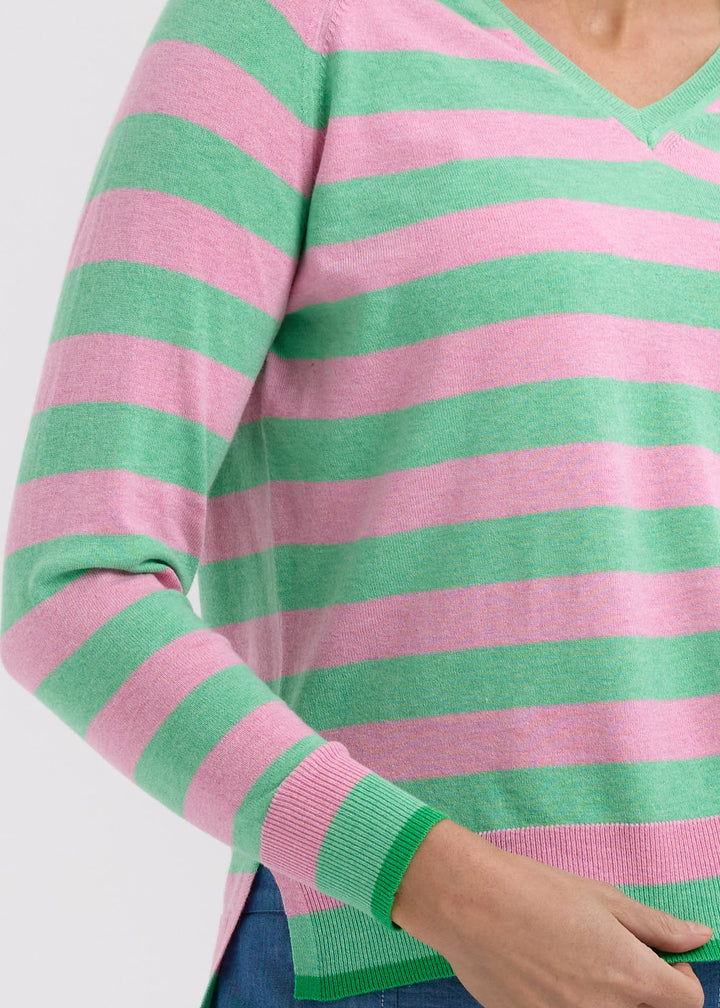 Zaket & Plover Essential Stripe V Neck Jumper