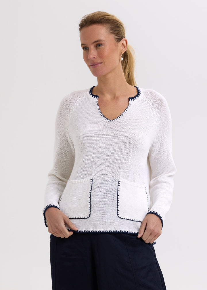 Zaket & Plover Hand Work Trim A Line Jumper