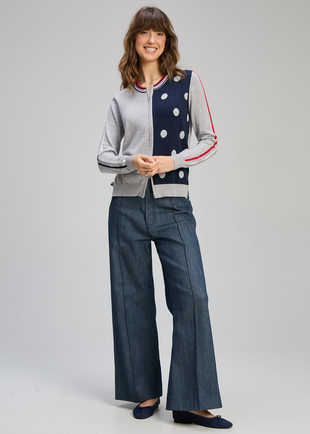 Zaket & Plover Stripe Spot Zip Up