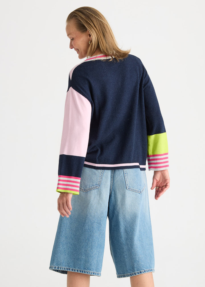 Zaket &amp; Plover Crazy Stripe Vee Sweater