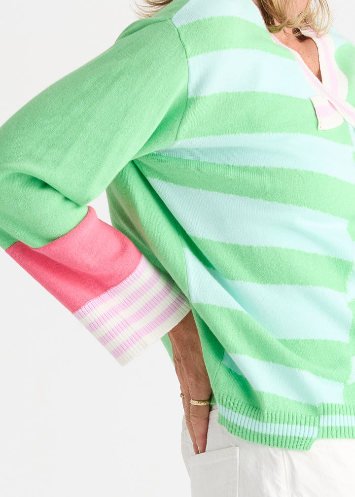 Zaket &amp; Plover Crazy Stripe Vee Sweater