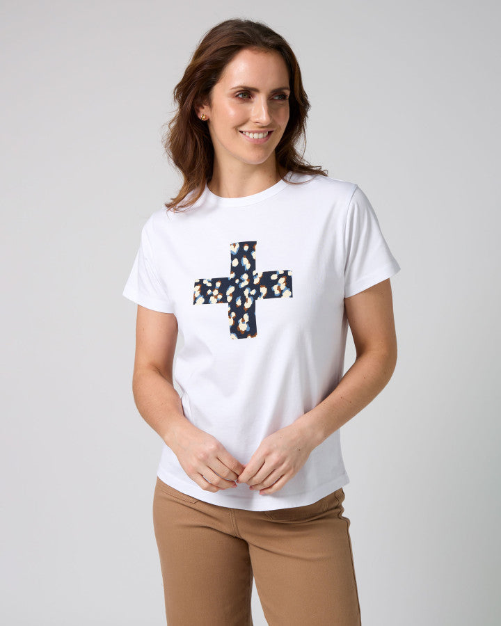Stella & Gemma Ace Tee White Leopard Cross