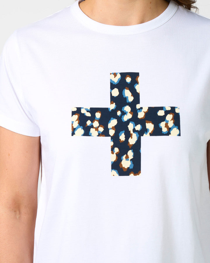 Stella & Gemma Ace Tee White Leopard Cross