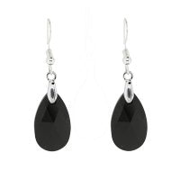 Lucy & Zoe Crystal Swarovski Teardrop Black Earring