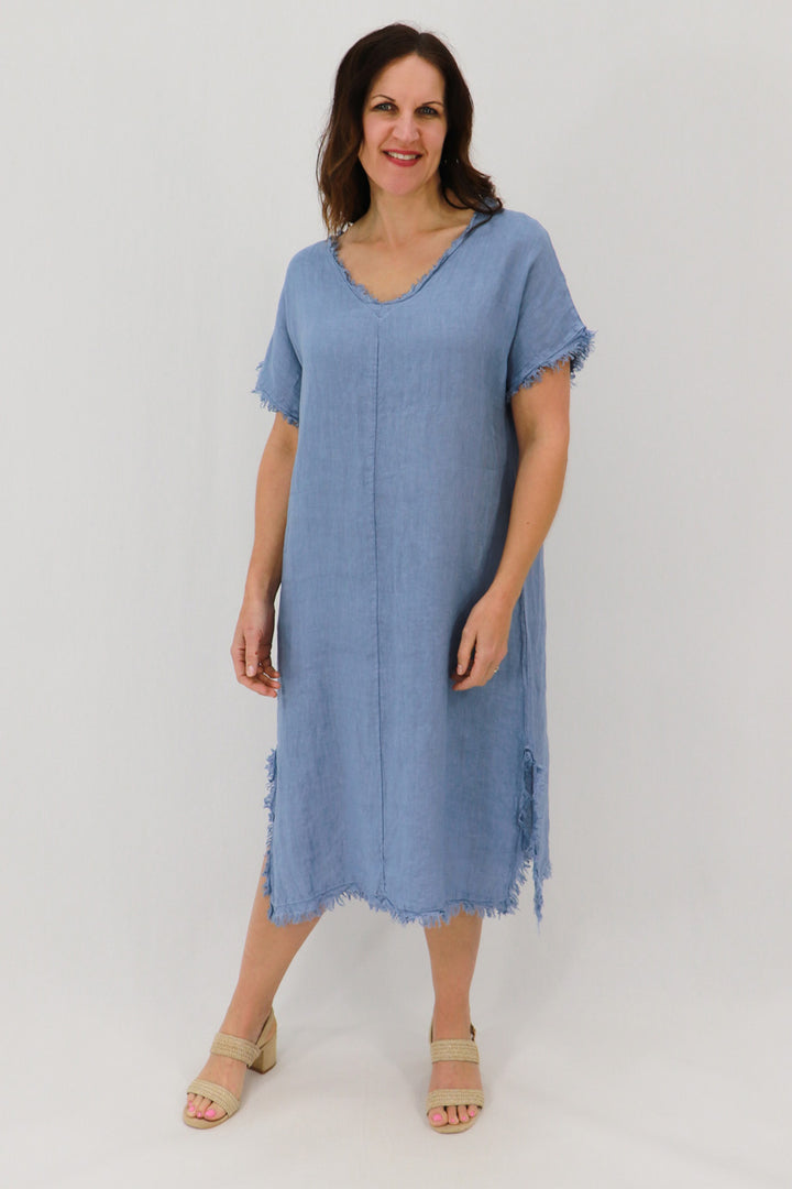 Aida Rose Isabella Frayed Shift Dress