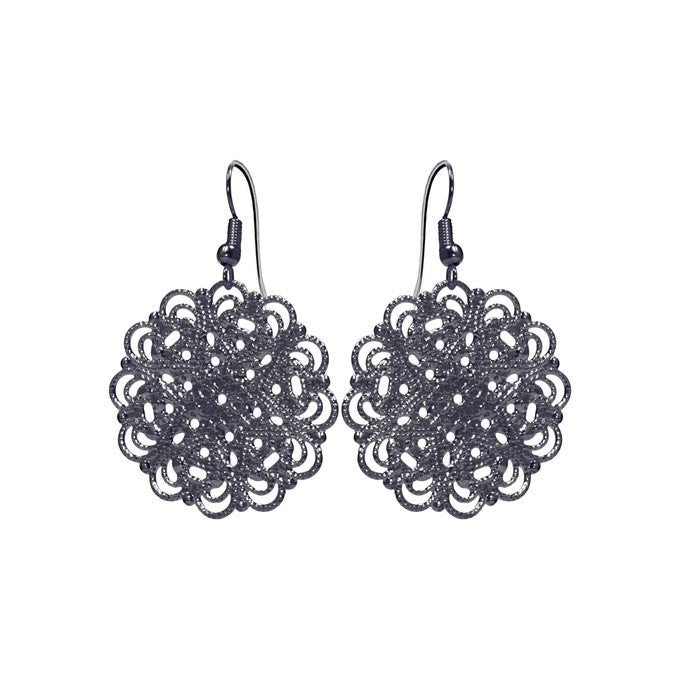 Fabuleux Vous Lacey Black Circle Earrings