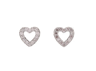 Kiwicraft Zircon Heart Rhodium Studs