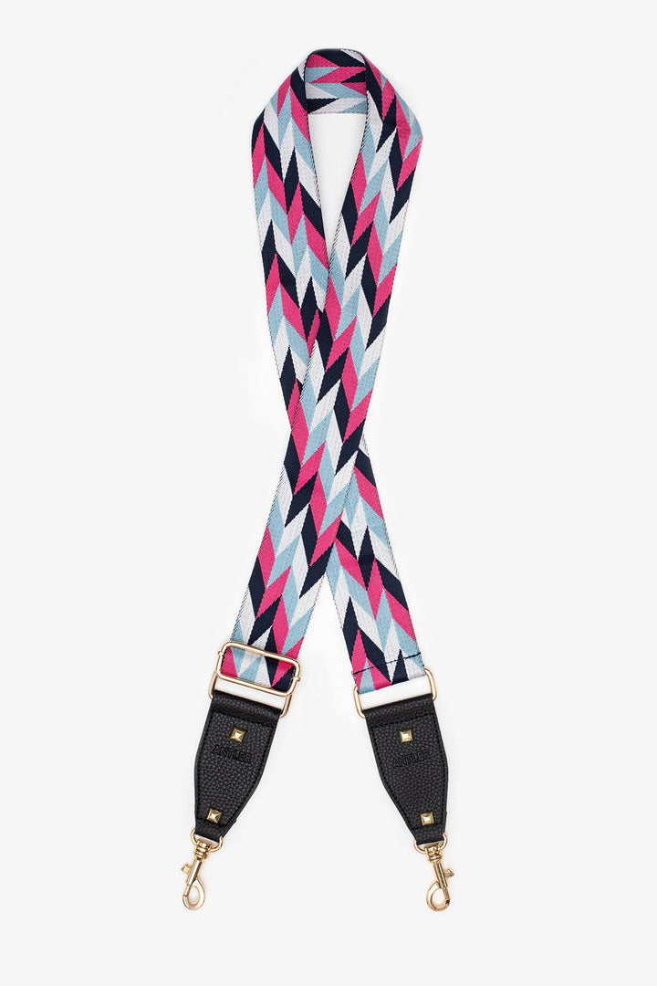 Antler Bag Strap Pink & Navy Chevron