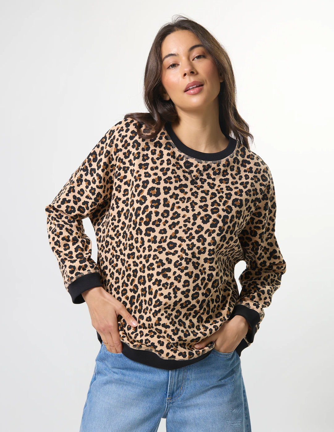 Stella + Gemma Newport Sweat Snow Leopard