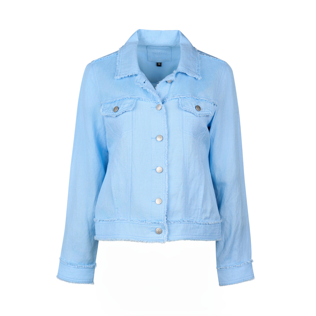 Vassalli Linen Jacket with Frayed Seams