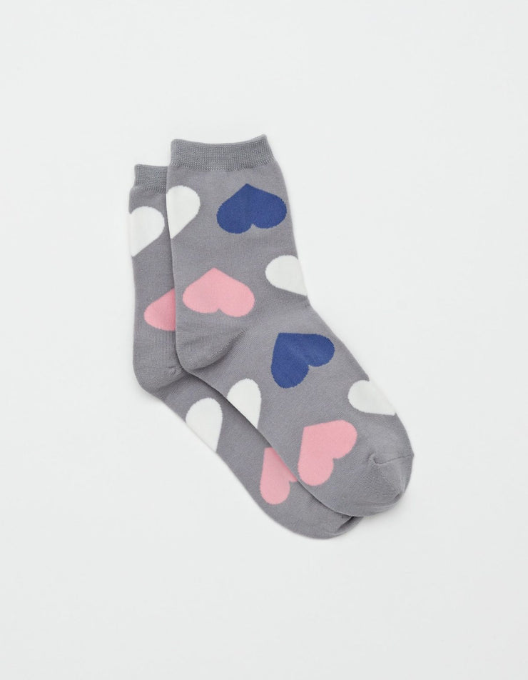 Stella & Gemma Socks Grey Hearts