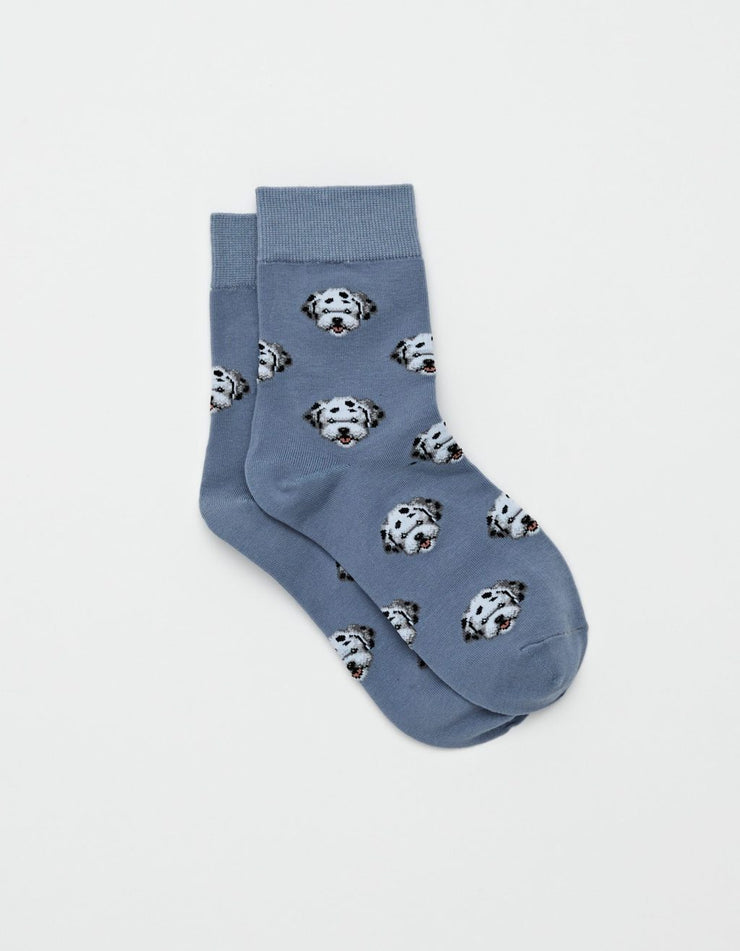 Stella + Gemma Denim Blue Dalmatian Socks